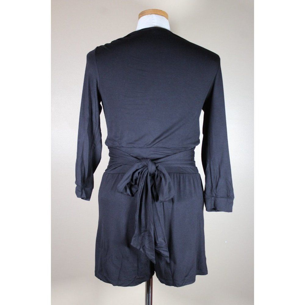 Bebe Black Short Romper Stretch Jumpsuit Medium Criss-Cross Belted - Picture 3 of 8